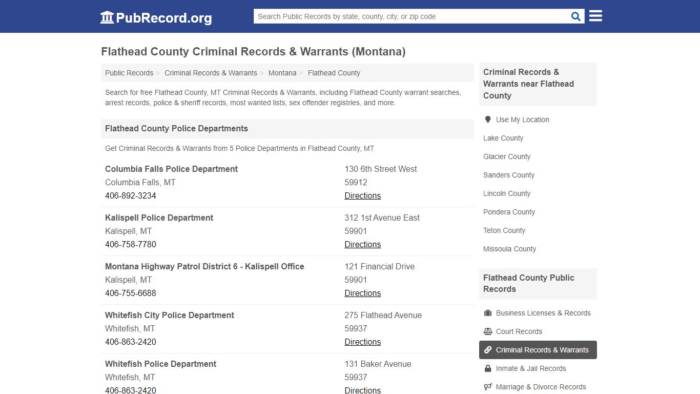 Flathead County Criminal Records & Warrants (Montana)