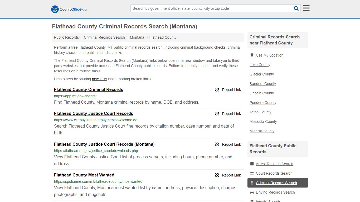 Criminal Records Search - Flathead County, MT (Arrests, Jails & Most ...